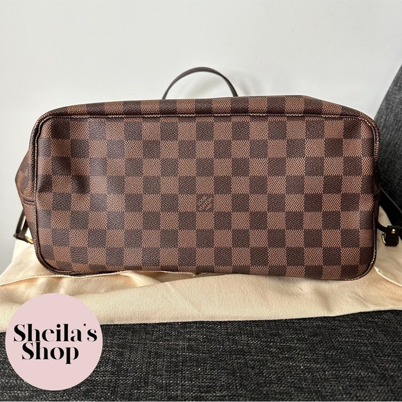 NWT Authentic Louis Vuitton 2022 Neverfull MM Damier Ebene Cherry with Pouch - Picture 7 of 16